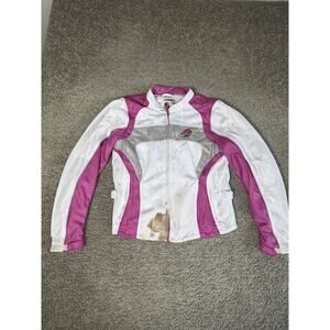 Harley-Davidson Jacket Womens Medium White Pink Mesh Riding Motorcycle Biker